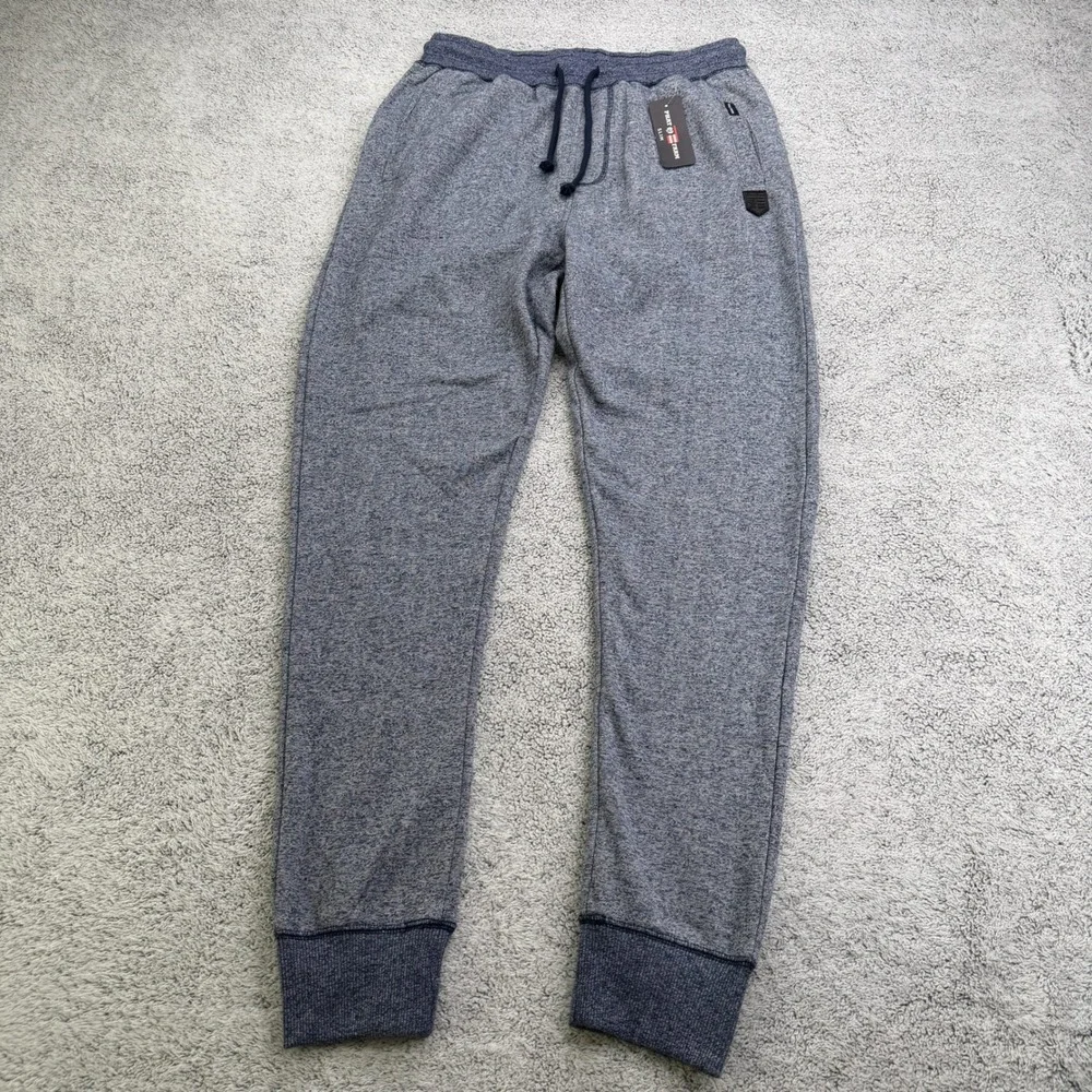Phat Farm Joggers Mens Small Melange Navy Blue Slim Fit Sweatpants Joggers Y2K